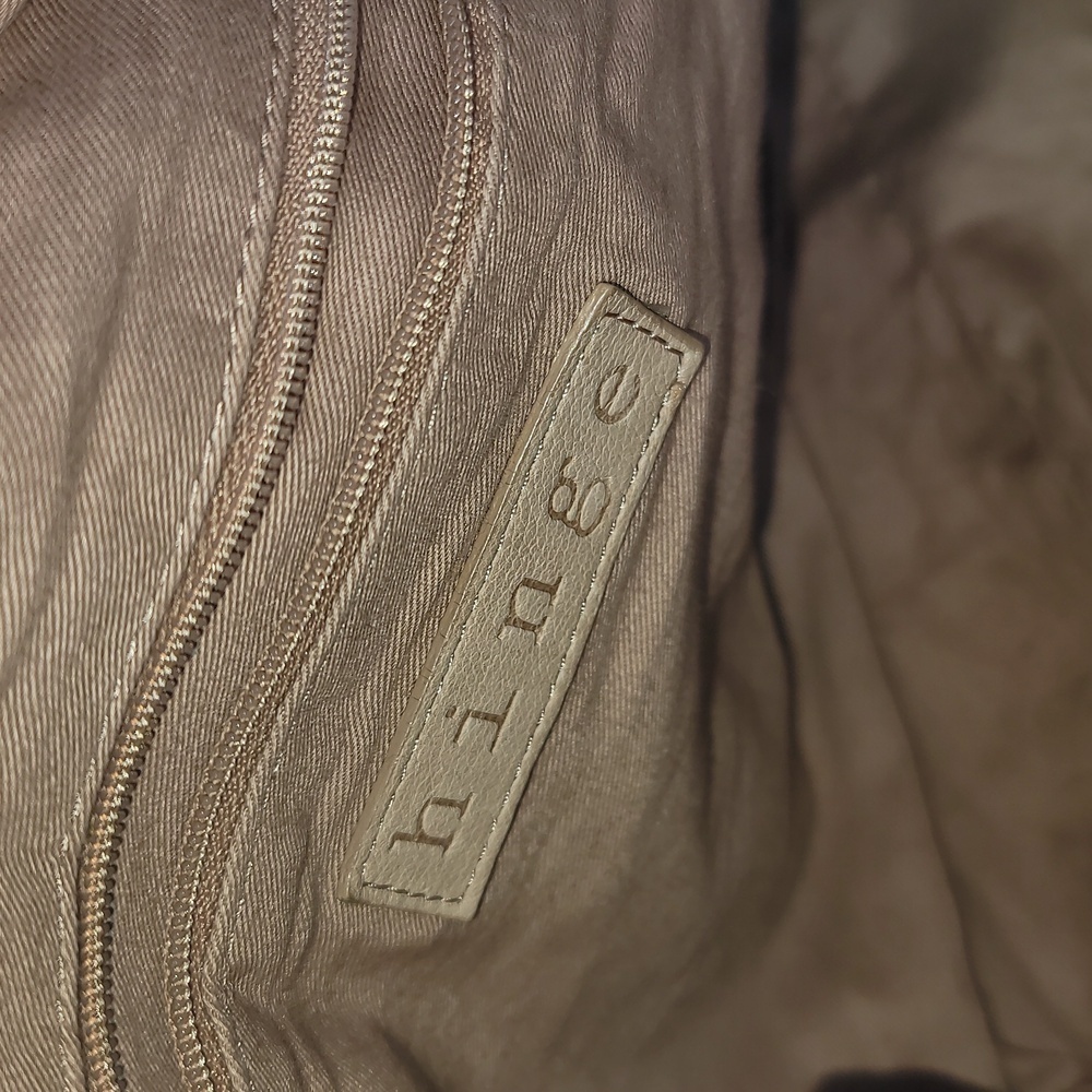 HINGE Floral Tan Suede Leather Shoulder Satchel Bag - Picture 7 of 9